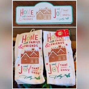 DOLLY PARTON Kitchen Bundle Towel Sign Home with Family & Friends Joy That Never